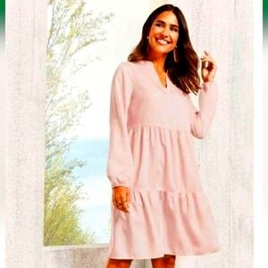 Esmara Plus Dress Soft Pink Long-Sleeve Midi Size 14